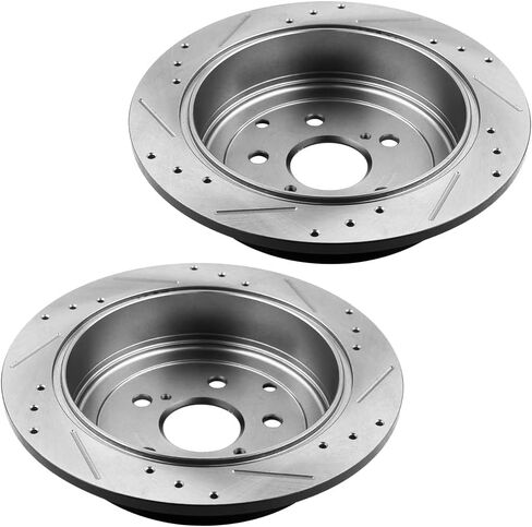 309mm Rear Brake Pads and Rotors Kit Compatible with Toyota Highlander Sienna, Lexus RX350 RX450h Drilled and Slotted E-Coating Disc Brake Rotors & Ceramic Brakes Pads in Saudi Arabia