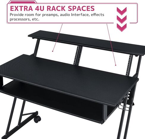 Acme Suitor Wooden Top Music Recording Studio Desk with Keyboard Tray in Black in Saudi Arabia