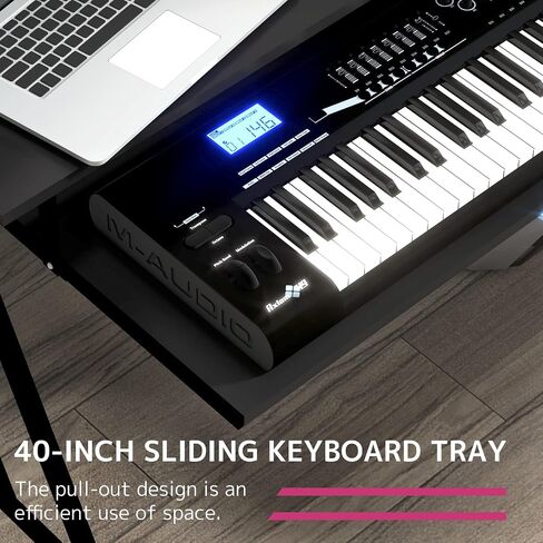 Acme Suitor Wooden Top Music Recording Studio Desk with Keyboard Tray in Black in Saudi Arabia