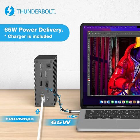 USB C Dock, 18 in 1 Thunderbolt 3 Docking Station Dual Monitor with Dual 4K@60Hz Display, 8K Displayport, 2 USB C, 7 USB A, Gigabit LAN, SD&TF, 65W DC Power, Audio for Type C Laptop in Saudi Arabia