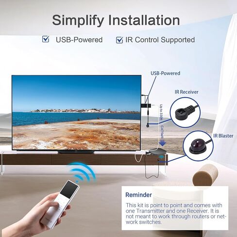 موسع DDMALL Mini بطول 330 قدمًا عبر كابل CAT5e/CAT6 فردي، عالي الدقة 1080 بكسل، التوصيل والتشغيل، يعمل بمنفذ USB، سهل التركيب، لا يوجد زمن انتقال، لا حاجة إلى كابل HDMI إضافي، جهاز إرسال واستقبال HDMI (HE-20) in Kuwait