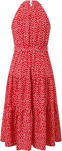 Women's Summer Beach Polka-Dot Printed Strap Ruffled Hem Vest Dress in Saudi Arabia