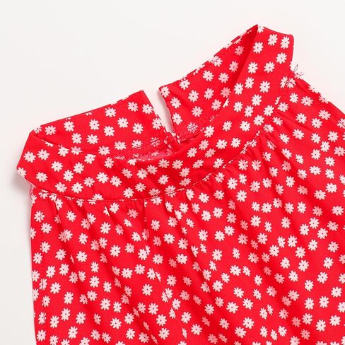 Women's Summer Beach Polka-Dot Printed Strap Ruffled Hem Vest Dress in Saudi Arabia