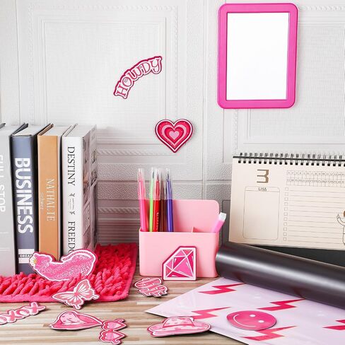 Ctosree 18 Pcs Locker Accessories Kit Include Magnetic Wallpaper Mirror Carpet Whiteboard Dry Erase Marker Locker Organizing Supplies 12 Pcs Pink Preppy Refrigerator Magnets for Girls School Office in Saudi Arabia