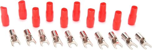 Orion Barrier Spade Fork Terminal B8R (10pcs) 8 Gauge AWG Connector Plugs - for Car Audio Terminal | Battery Cable Lug, Auto Parts, Automotive, Marine, Motorcycle, Trucks, RV - Gold Red in Saudi Arabia