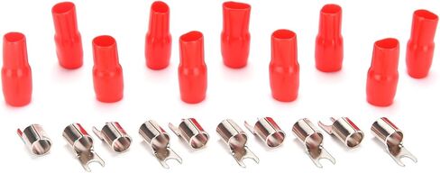 Orion Barrier Spade Fork Terminal B8R (10pcs) 8 Gauge AWG Connector Plugs - for Car Audio Terminal | Battery Cable Lug, Auto Parts, Automotive, Marine, Motorcycle, Trucks, RV - Gold Red in Saudi Arabia