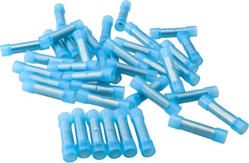 50pcs Nylon 16-14 AWG Wire Connectors Blue Electrical Crimp Butt Connector Fully Insulated Butt Connectors Crimping Terminals in Saudi Arabia