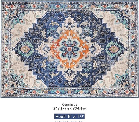 Small Rug 2x3 Blue Boho Bathroom Rugs for Bedroom Entryway Throw Kitchen Rugs Non Slip Washable Vintage Area Rug Low Pile Indoor Doormat Distressed Thin Carpet in Saudi Arabia
