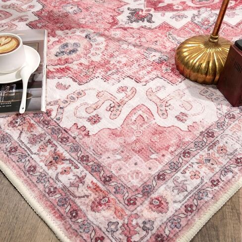 Small Rug 2x3 Blue Boho Bathroom Rugs for Bedroom Entryway Throw Kitchen Rugs Non Slip Washable Vintage Area Rug Low Pile Indoor Doormat Distressed Thin Carpet in Saudi Arabia