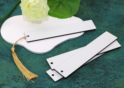 Sublimation Blank Bookmarks 10Pcs Double-Side Heat Transfer Wooden Craft Book Marker with 10Pcs Colorful Silky Tassels for Birthday Wedding Christmas Gift tag Craft Projects (3 * 9.4cm, Rectangle) in Saudi Arabia