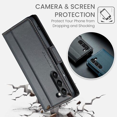 QLTYPRI Wallet Case for Samsung Galaxy S24, Premium PU Leather Magnetic Flip Folio Case with RFID Blocking Credit Card Slots Kickstand Shockproof Protective Phone Case Cover - Black in Saudi Arabia