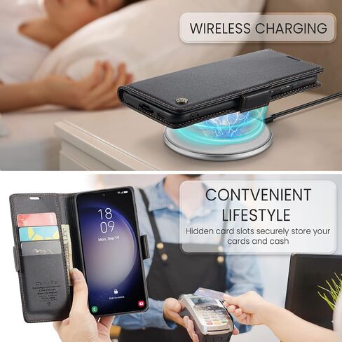 QLTYPRI Wallet Case for Samsung Galaxy S24, Premium PU Leather Magnetic Flip Folio Case with RFID Blocking Credit Card Slots Kickstand Shockproof Protective Phone Case Cover - Black in Saudi Arabia