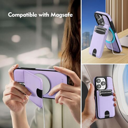 Compatible with Magsafe for iPhone 12 Pro Max Wallet Case with Card Holder Kickstand RFID Blocking Flip Cover Credit Card Slots PU Leather Men Women,Phone Case for Apple 12 ProMax,(Black) in Saudi Arabia