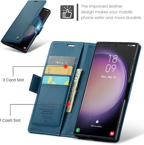 QLTYPRI Wallet Case for Samsung Galaxy S24, Premium PU Leather Magnetic Flip Folio Case with RFID Blocking Credit Card Slots Kickstand Shockproof Protective Phone Case Cover - Black in Saudi Arabia