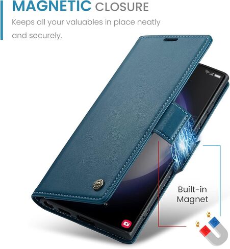 QLTYPRI Wallet Case for Samsung Galaxy S24, Premium PU Leather Magnetic Flip Folio Case with RFID Blocking Credit Card Slots Kickstand Shockproof Protective Phone Case Cover - Black in Saudi Arabia