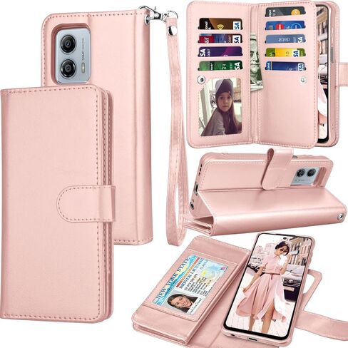 Tekcoo Wallet Case For Motorola Moto G 5G 2023 | Moto G (2023 Only) | XT2313, Luxury PU Leather Cash Credit Card Slots Holder Carrying Folio Flip Cover [Detachable Magnetic Hard Cases] Lanyard - Black in Saudi Arabia