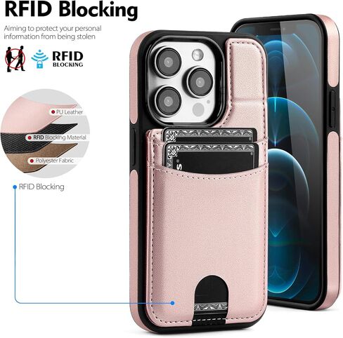 Compatible with Magsafe for iPhone 12 Pro Max Wallet Case with Card Holder Kickstand RFID Blocking Flip Cover Credit Card Slots PU Leather Men Women,Phone Case for Apple 12 ProMax,(Black) in Saudi Arabia