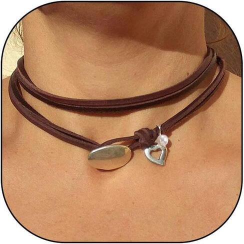 FUTIMELY Trendy Boho Choker Necklaces for Woman,Vintage Layered Leather Cord Necklace,Hippie Cowgirl Necklace for Teen Girls Gift Jewelry Statement Necklace in Saudi Arabia
