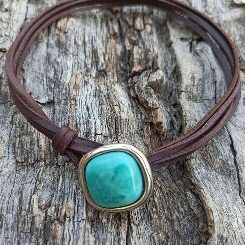 Boho Choker Necklace for Women Vintage Starfish Charm Necklaces Trendy Boho Layered Leather Necklace Brown Suede Choker Necklace Western Turquoise Necklace Summer Beach Jewelry Gifts in Saudi Arabia