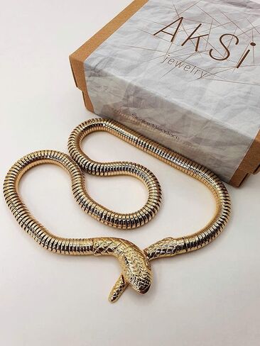18K Gold/Silver Plated Snake Choker Necklace For Women Serpent Medusa Necklace Choker Snake Pendant Chain Modern Snake Jewelry in Saudi Arabia