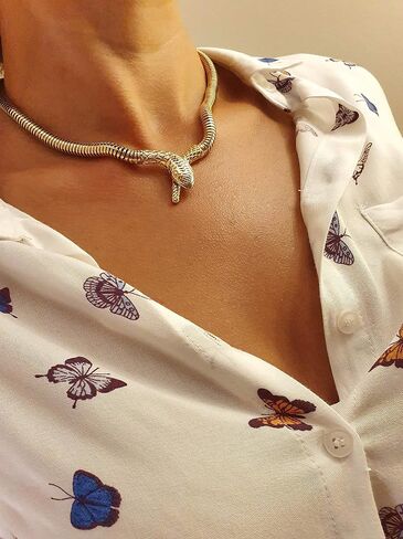 18K Gold/Silver Plated Snake Choker Necklace For Women Serpent Medusa Necklace Choker Snake Pendant Chain Modern Snake Jewelry in Saudi Arabia