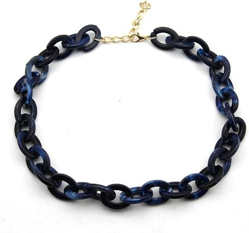 Acrylic Leopard Print Chain Necklace Acetic Acid Board Leopard Print Paperclip Link Chain Necklace Punk Statement Chunky Resin Chain Collar for Women Girl Fashion Jewelry in Saudi Arabia