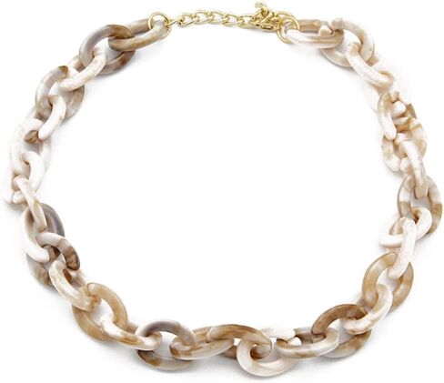 Acrylic Leopard Print Chain Necklace Acetic Acid Board Leopard Print Paperclip Link Chain Necklace Punk Statement Chunky Resin Chain Collar for Women Girl Fashion Jewelry in Saudi Arabia