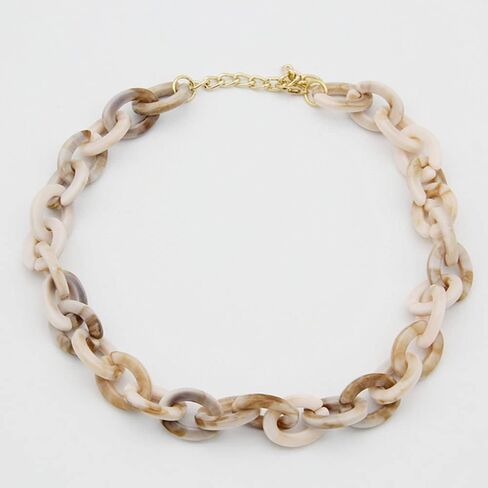 Acrylic Leopard Print Chain Necklace Acetic Acid Board Leopard Print Paperclip Link Chain Necklace Punk Statement Chunky Resin Chain Collar for Women Girl Fashion Jewelry in Saudi Arabia