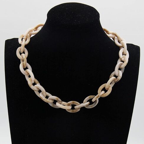 Acrylic Leopard Print Chain Necklace Acetic Acid Board Leopard Print Paperclip Link Chain Necklace Punk Statement Chunky Resin Chain Collar for Women Girl Fashion Jewelry in Saudi Arabia