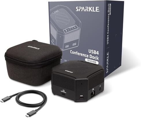 Sparkle USB4 Conferencing Dock, Laptop Dock with 9 Port Connectivity, 85W Host Charging, Beamforming 4 mics Setup, 5W Speaker, Multiple Video Output with HDMI, DP and USB Type-C in Saudi Arabia