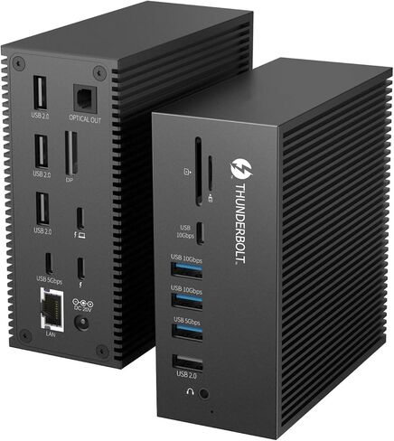 Thunderbolt 3 Dock, 18 in 1 Thunderbolt Docking Station Dual Monitor with Dual 4K@60Hz Display, 8K Displayport, 2 USB C, 7 USB A, Gigabit LAN, SD&TF, 65W DC Power, Audio, Optical Out in Saudi Arabia