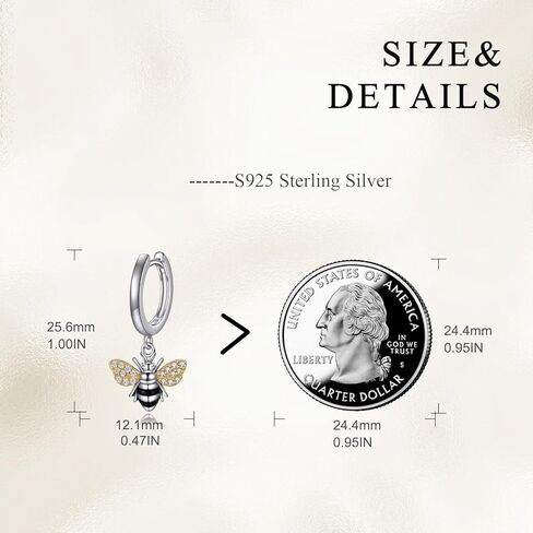 Bee Earrings Sterling Silver Hoop Earrings Bee Dangle Earrings Jewelry Mothers Day Birthday Gifts for Women Girlfriend in Saudi Arabia