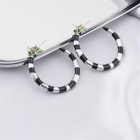 Coral Snake Hoop Earrings for Women Punk Grunge Snake Earrings Horror Beetle Snake Juice Hoop Earrings Gothic Snake Cosplay Costume Halloween Accessories in Saudi Arabia
