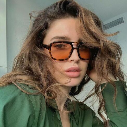 Retro Polarized Aviator Sunglasses for Women Men 70s Flat Aviator Sun Glasses Vintage Square Shades in Saudi Arabia