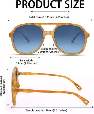 Retro Polarized Aviator Sunglasses for Women Men 70s Flat Aviator Sun Glasses Vintage Square Shades in Saudi Arabia