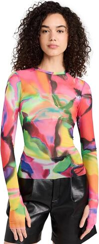 بلوزة شبكية بفتحة رقبة مستديرة من Kaylee للسيدات in Kuwait