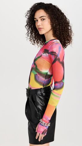 بلوزة شبكية بفتحة رقبة مستديرة من Kaylee للسيدات in Kuwait