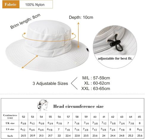 L/XL/XXL UV50+ Waterproof Wide Brim Sun Hat w/Breathable Vented Mesh in Kuwait