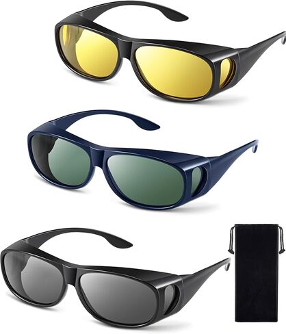 Frienda 3Pcs Fit Over Sunglasses Men Women Polarized Lens Wrap Over Glasses Driving Sport Oversize Eyeglasses in Saudi Arabia
