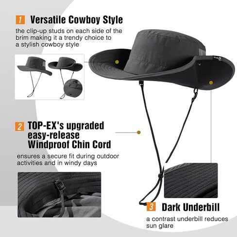 L/XL/XXL UV50+ Waterproof Wide Brim Sun Hat w/Breathable Vented Mesh in Kuwait