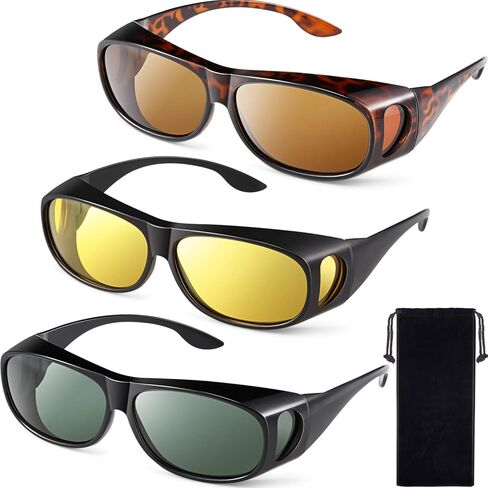 Frienda 3Pcs Fit Over Sunglasses Men Women Polarized Lens Wrap Over Glasses Driving Sport Oversize Eyeglasses in Saudi Arabia