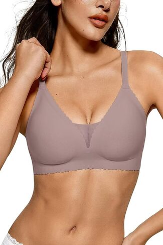 Vertvie Womens Seamless Wireless Bras No Underwire Comfortable Deep V Mesh Bralettes Push Up Bras Full Coverage Everyday Bra in Saudi Arabia