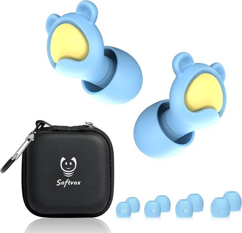 Kids Earplugs (5-12 yrs) – Reusable Noise Sensitivity Ear Plugs for Airplane, Focus, Concerts, Socializing, Sports, Travel, Monster Truck, Fireworks - 8 Ear Tips in XS/S/M/L in Saudi Arabia