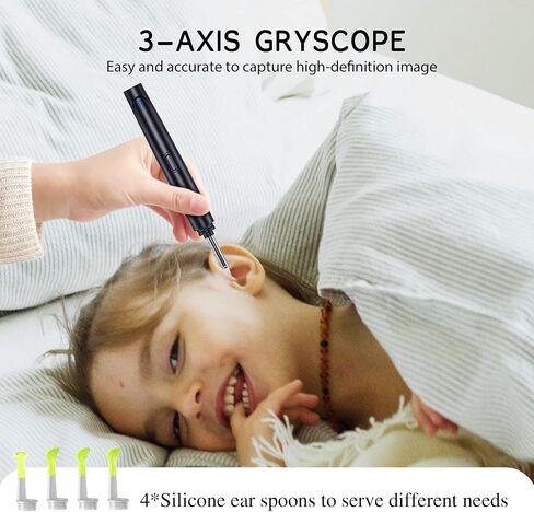 Ear Wax Removal Tool, Smart Visual Ear Cleaner, 1080P FHD Wireless Ear Otoscope with 6 LED Lights, 5 Ear Spoon & 8 Traditional Tools, IP67 Waterproof WiFi Ear Camera for iPhone, iPad & Android (Black) in Saudi Arabia