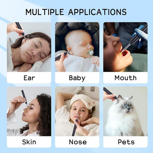 Ear Wax Removal Tool, Smart Visual Ear Cleaner, 1080P FHD Wireless Ear Otoscope with 6 LED Lights, 5 Ear Spoon & 8 Traditional Tools, IP67 Waterproof WiFi Ear Camera for iPhone, iPad & Android (Black) in Saudi Arabia