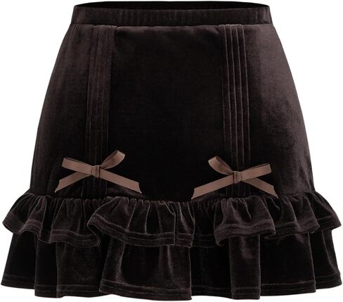CIDER Velvet Mid Rise Layered Bowknot Mini Skort in Saudi Arabia