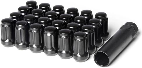 Circuit Performance Spline Drive Tuner Acorn Lug Nuts Black 1/2x20 1/2" Forged Steel (24pc + Tool) in Saudi Arabia