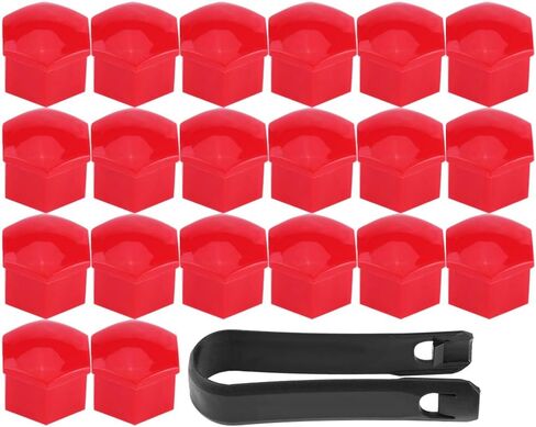 Keenso 20Pcs 17mm Car Lug Nut Bolt Screw Cover Wheel Hub Covers Tyre Protection Cap and Removal Tool Universal(Red) in Saudi Arabia