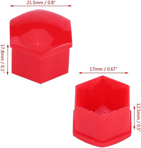 Keenso 20Pcs 17mm Car Lug Nut Bolt Screw Cover Wheel Hub Covers Tyre Protection Cap and Removal Tool Universal(Red) in Saudi Arabia