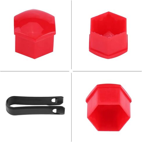 Keenso 20Pcs 17mm Car Lug Nut Bolt Screw Cover Wheel Hub Covers Tyre Protection Cap and Removal Tool Universal(Red) in Saudi Arabia